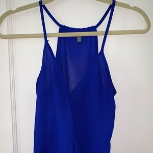 Deep blue v neck tank top